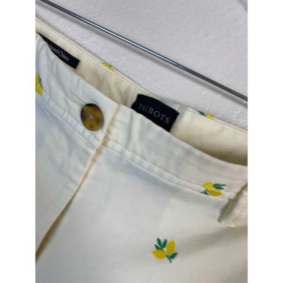 NWOT Talbots Womens Relaxed Chino Pants Lemon Embroidered Size 8 Petite Novelty - Picture 15 of 16